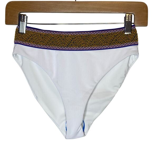 Elysiian Bali High Waisted Embroidered Bikini Bottom in White size Small - Picture 1 of 5
